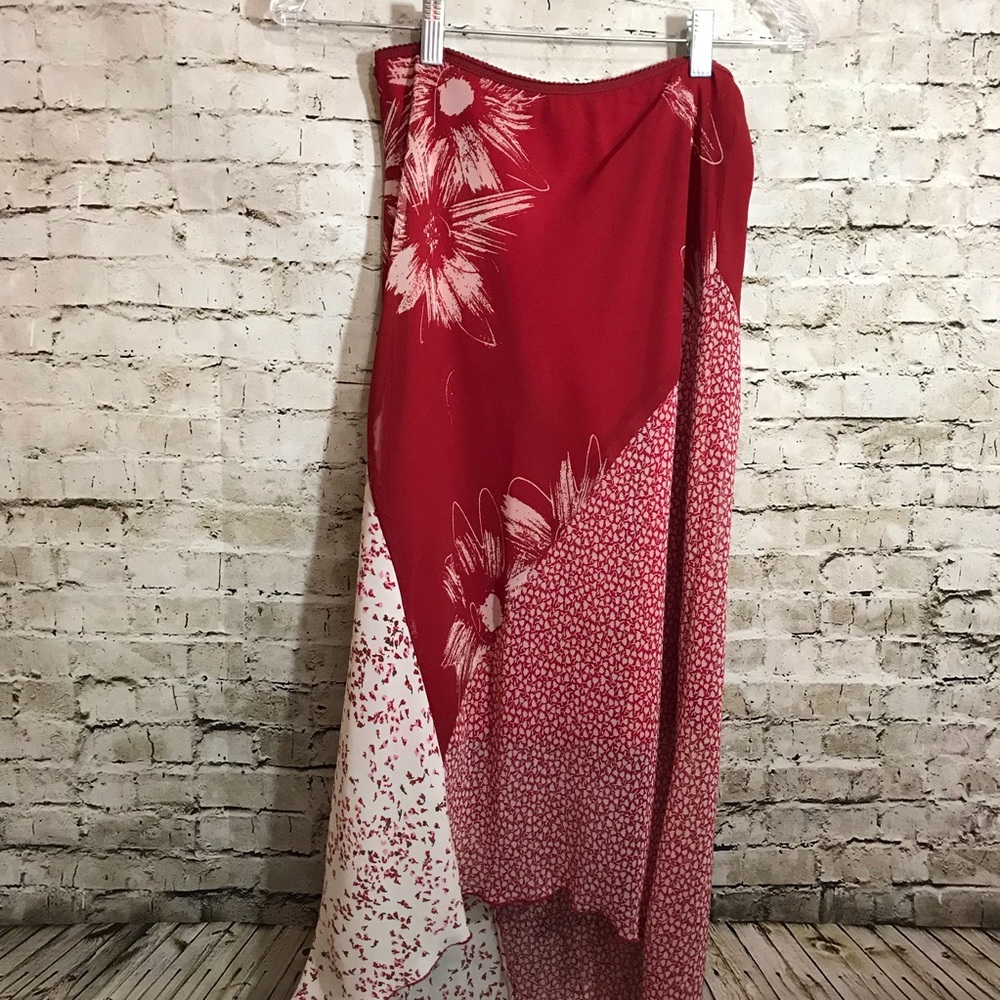 Johnathon Martin high low floral red skirt medium